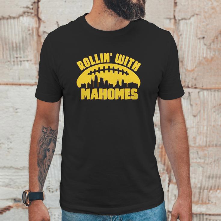 Apparrel Rollin With Mahomes Skyline Unisex T-Shirt Gifts for Him