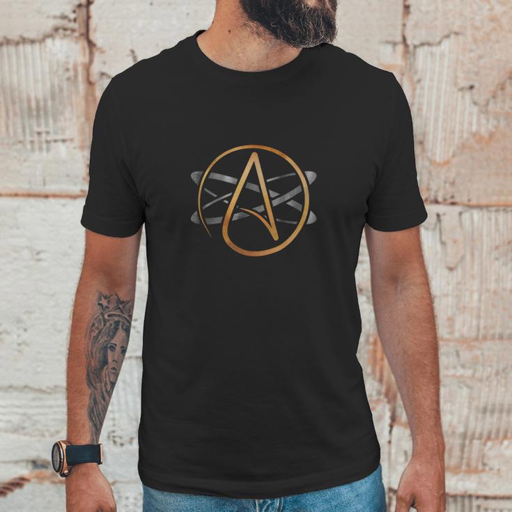 Atheist Logo Atheism Symbol Science Atom Agnostic T-Shirt Unisex T-Shirt Gifts for Him