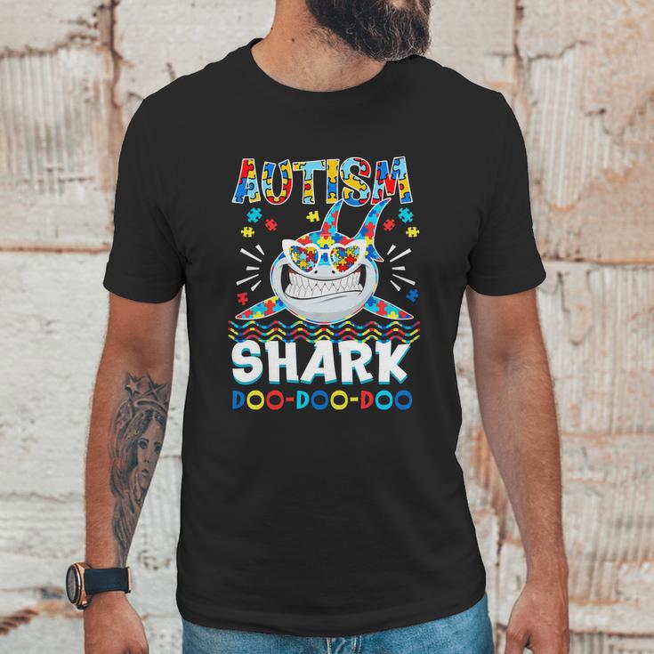 Autism Shark Doo Doo Doo Autism Awareness Puzzle Pieces Graphic Design Printed Casual Daily Basic Unisex T-Shirt Gifts for Him