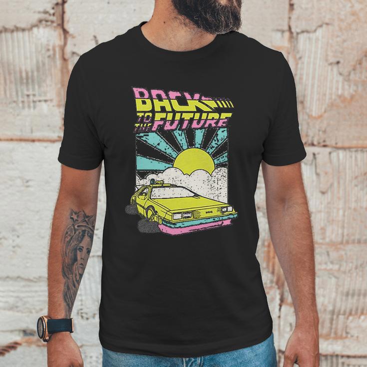 Back To The Future Delorean Sunrise Cartoon Unisex T-Shirt Gifts for Him