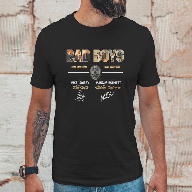 Bad Boys Movie Lovers Mike Lowrey Marcus Burnett Will Smith Martin Lawrence Signatures Unisex T-Shirt Gifts for Him