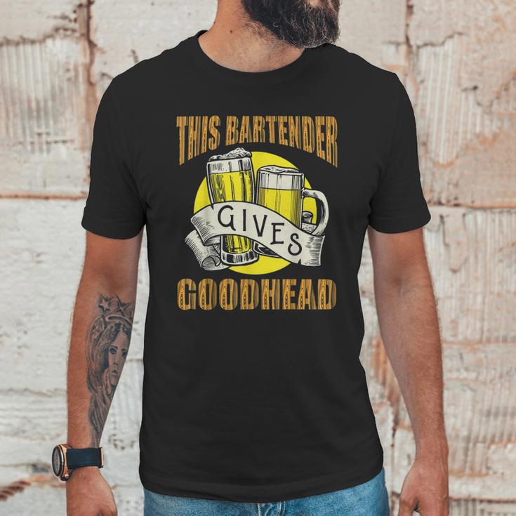 This Bartender Gives Good Head Retro Unisex T-Shirt Gifts for Him