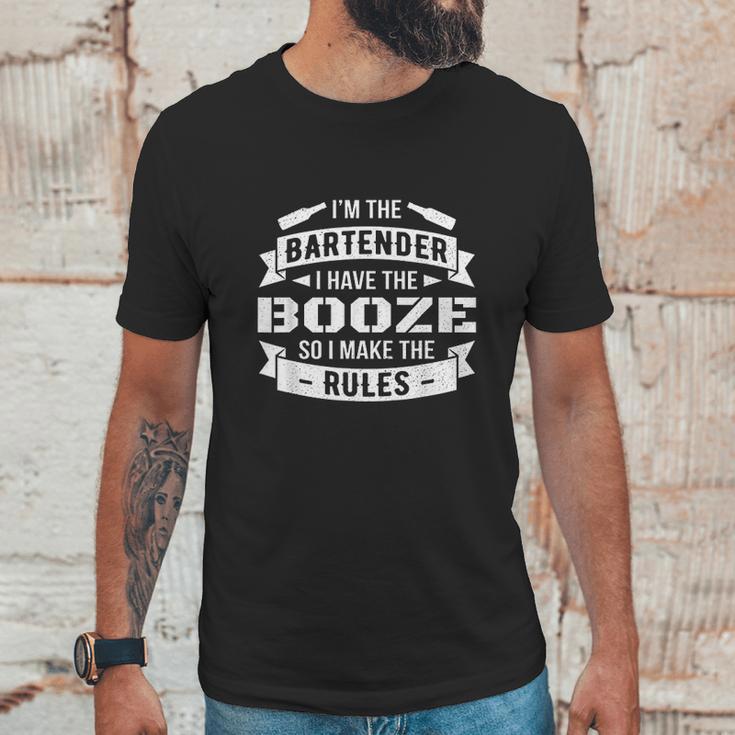 Bartenders Make The Rules Tipsy Booze Drinking Bartender Unisex T-Shirt Gifts for Him