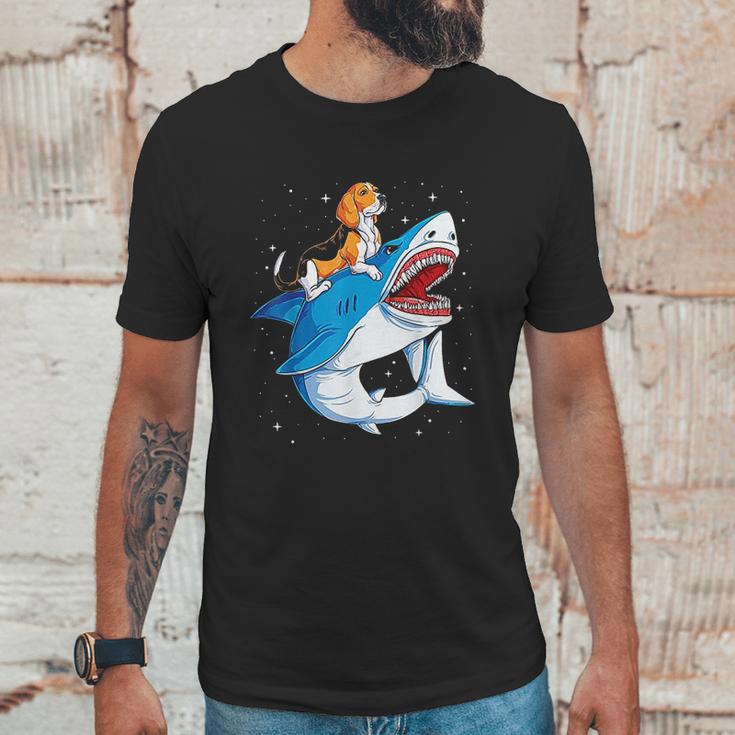 Beagle Riding Shark Jawsome Dog Lover Unisex T-Shirt Gifts for Him