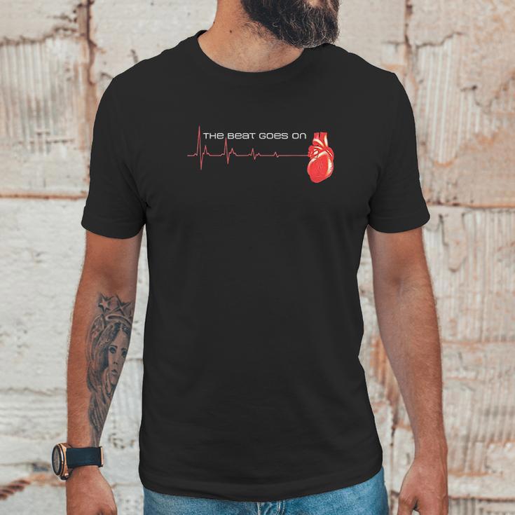 The Beat Goes On Open Heart Surgery Recovery Survivor Unisex T-Shirt Gifts for Him