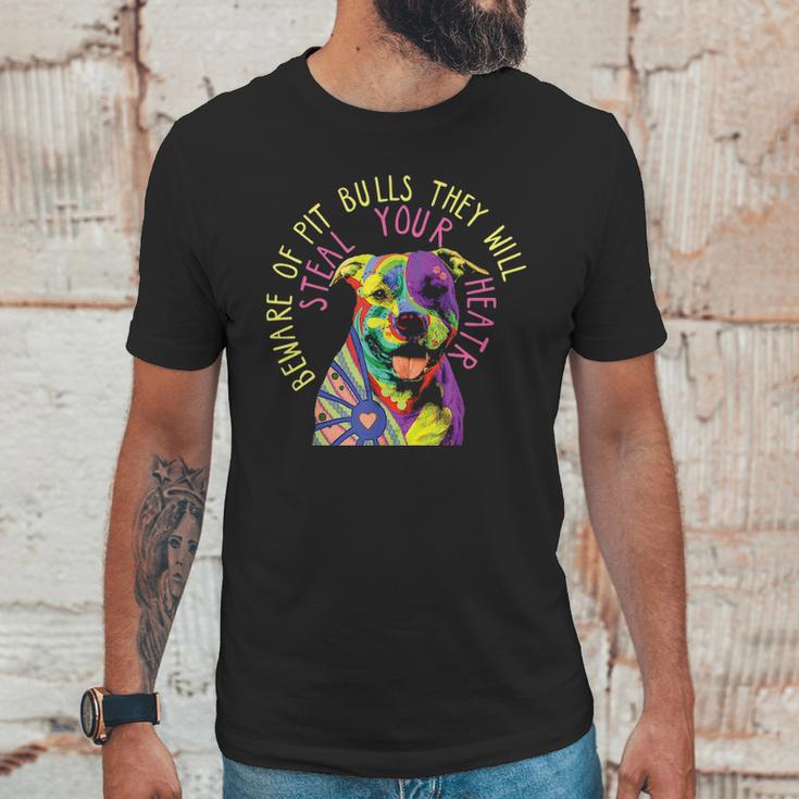 Beware Of Pit Bulls They Will Steal Your Heart Pitbull Unisex T-Shirt Gifts for Him