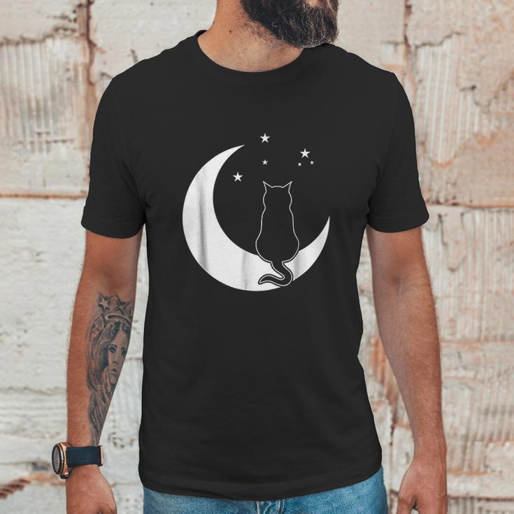 Black Cat On The Crescent Moon By The Starlight Unisex T-Shirt Gifts for Him