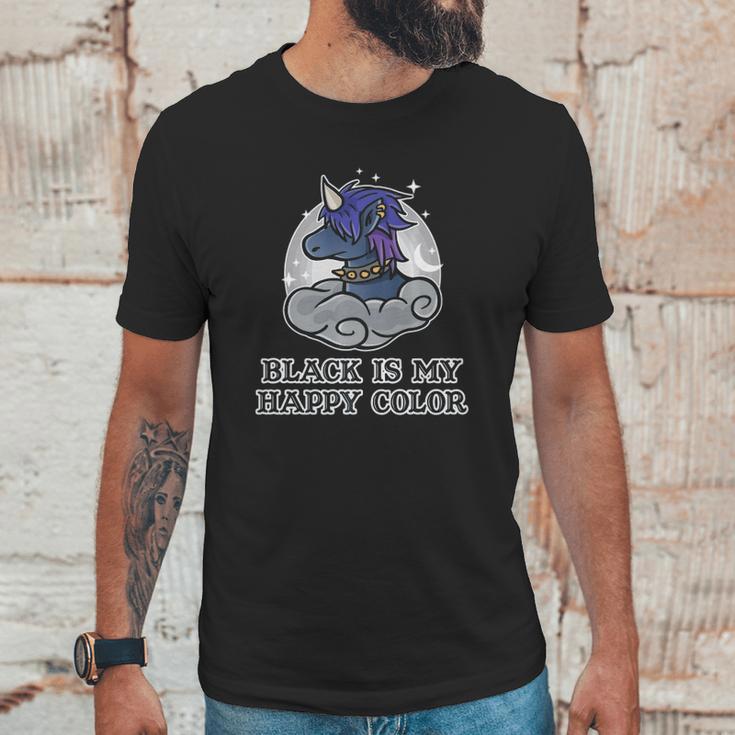 Black Is My Happy Color Kawaii Pastel Goth Gothic Unicorn Unisex T-Shirt Gifts for Him