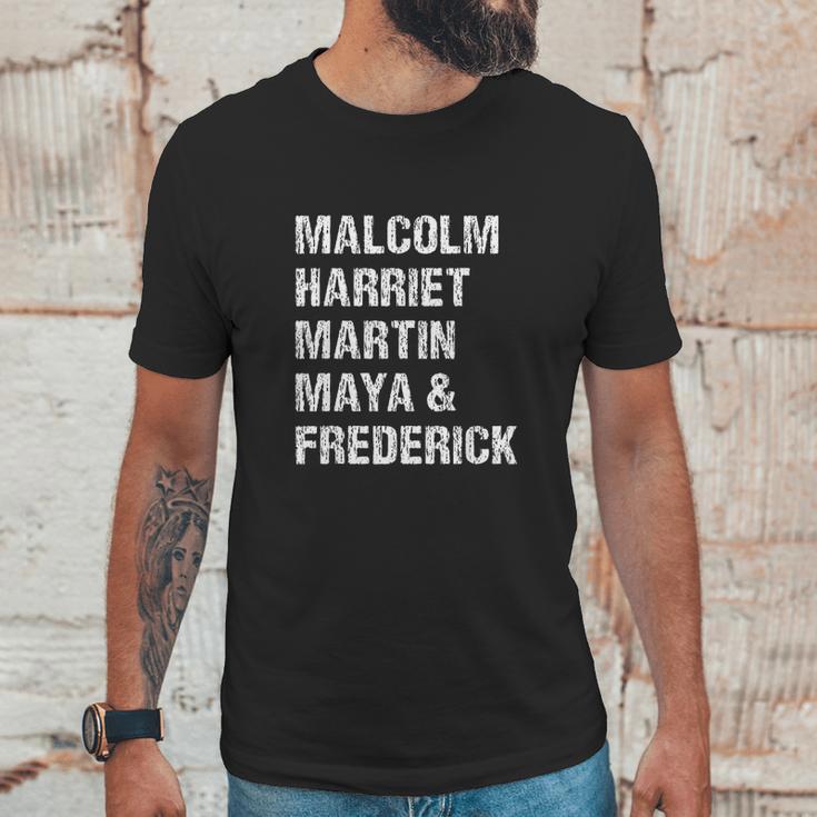 Black History Month Malcolm Harriet Martin Maya & Frederick Unisex T-Shirt Gifts for Him