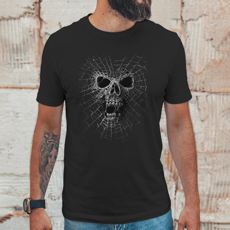 Black Widow Spider Web Skull Unisex T-Shirt Gifts for Him