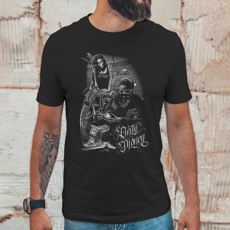 Bonnie And Clyde Dirty Money David Gonzales Art Dga Ride Or Die Mens Unisex T-Shirt Gifts for Him