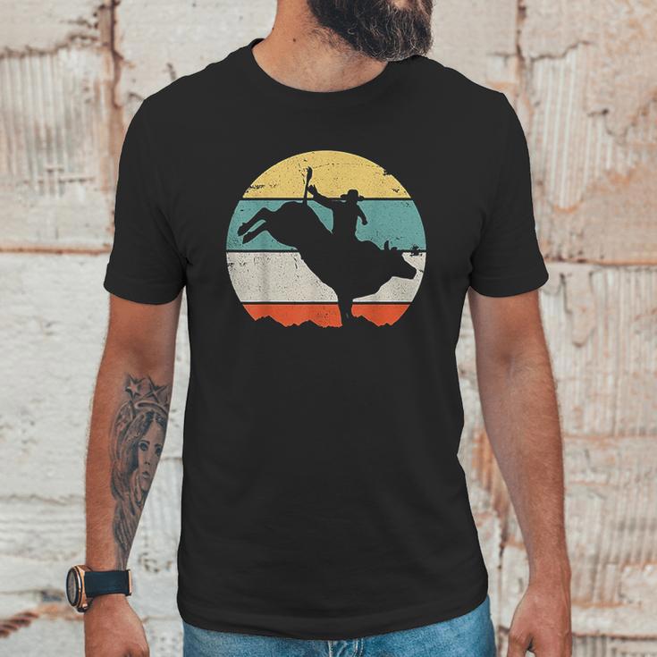 Bull Riding Rodeo Cowboy Western Country Retro Vintage Design Unisex T-Shirt Gifts for Him