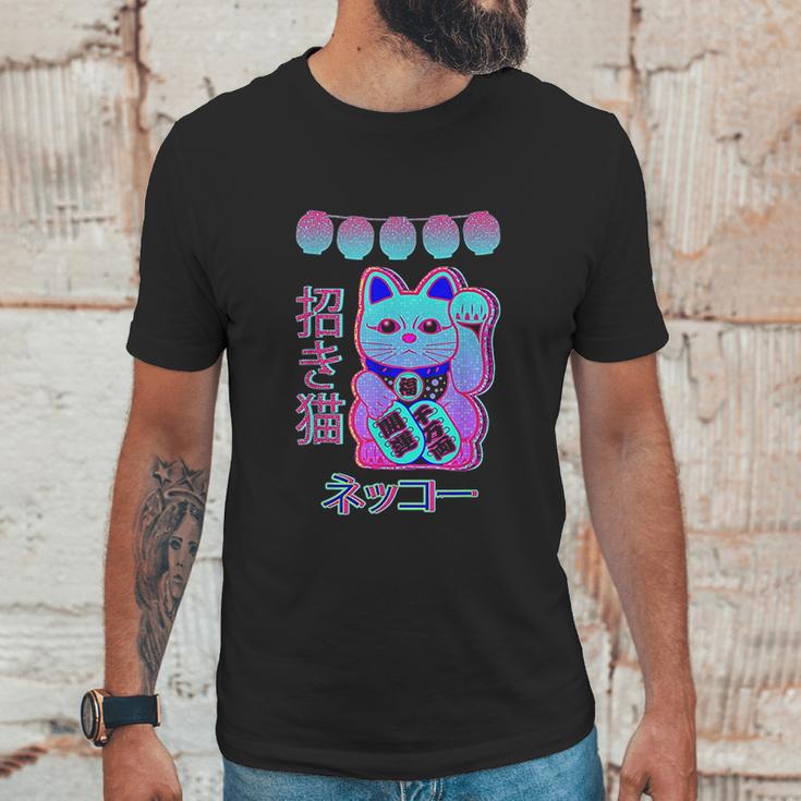 Cat Japanese Welcome Vaporwave Aesthetic Otaku | Maneki Neko Unisex T-Shirt Gifts for Him