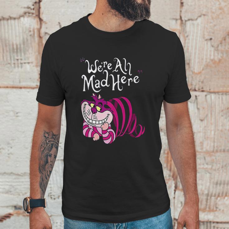 Cheshire Cat Were All Mad Here Cat Unisex T-Shirt Gifts for Him