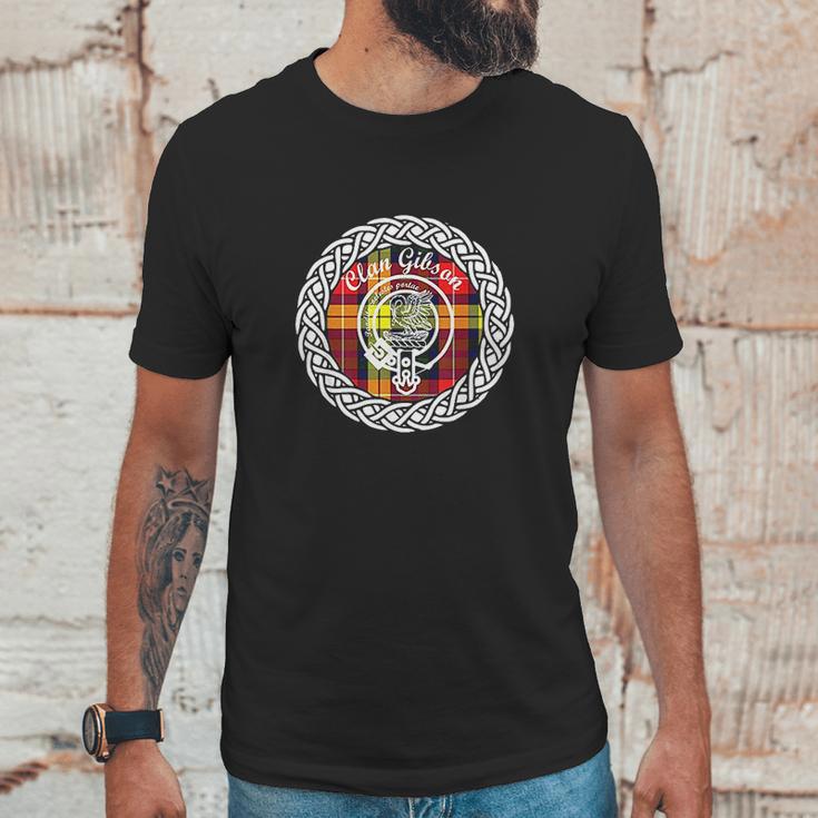 Clan Gibson Surname Last Name Scottish Tartan Crest Unisex T-Shirt Gifts for Him