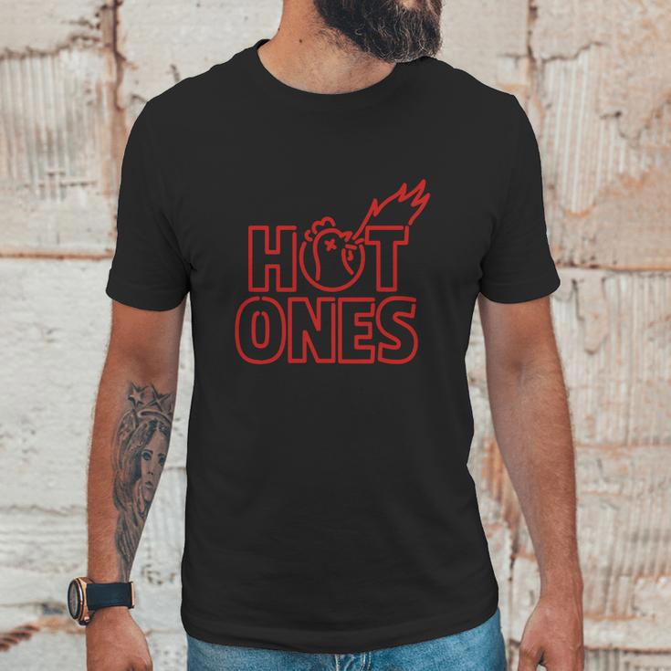 Classic Hot Ones Text Art Unisex T-Shirt Gifts for Him