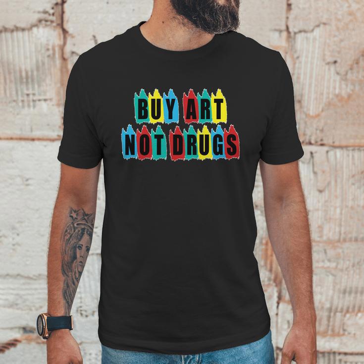 Colorful Buy Art Not Drugs Logo Unisex T-Shirt Gifts for Him