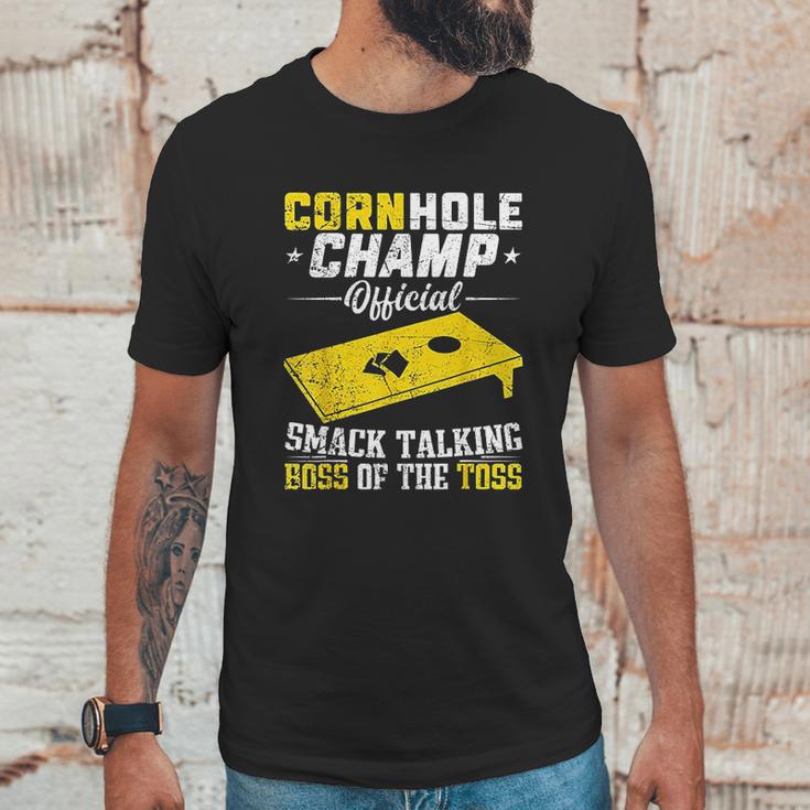 Cornhole Champion Gift Corn Hole Toss Boss Smack Talking Unisex T-Shirt Gifts for Him