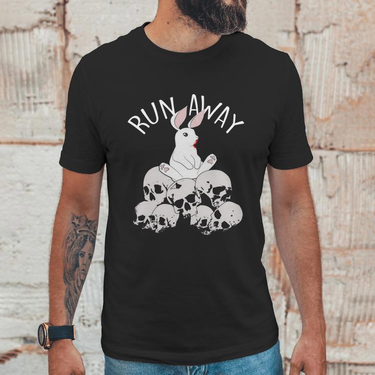 Cute Halloween Funny Halloween Day Run Away Bloody Bunny Skeleton Unisex T-Shirt Gifts for Him