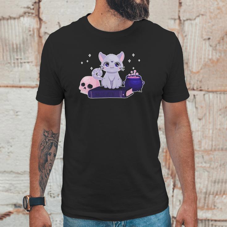 Cute Kawaii Pastel Goth Cat Witch Purple Halloween Art Unisex T-Shirt Gifts for Him