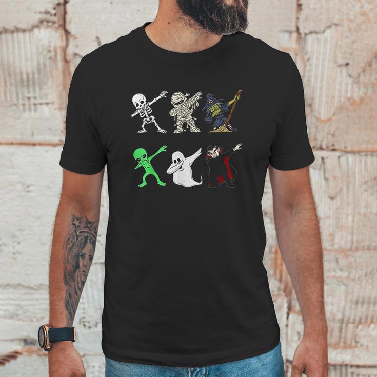 Dabbing Skeleton And Monsters Halloween Dracula Unisex T-Shirt Gifts for Him