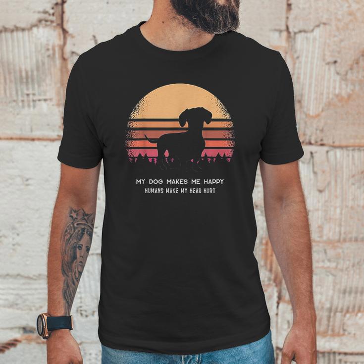 Dachshund Twilight Vintage Pine Tree Unisex T-Shirt Gifts for Him