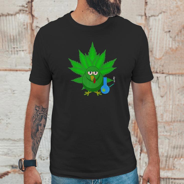 Danksgiving Thanksgiving Turkey Weed Cannabis Pot 420 Unisex T-Shirt Gifts for Him