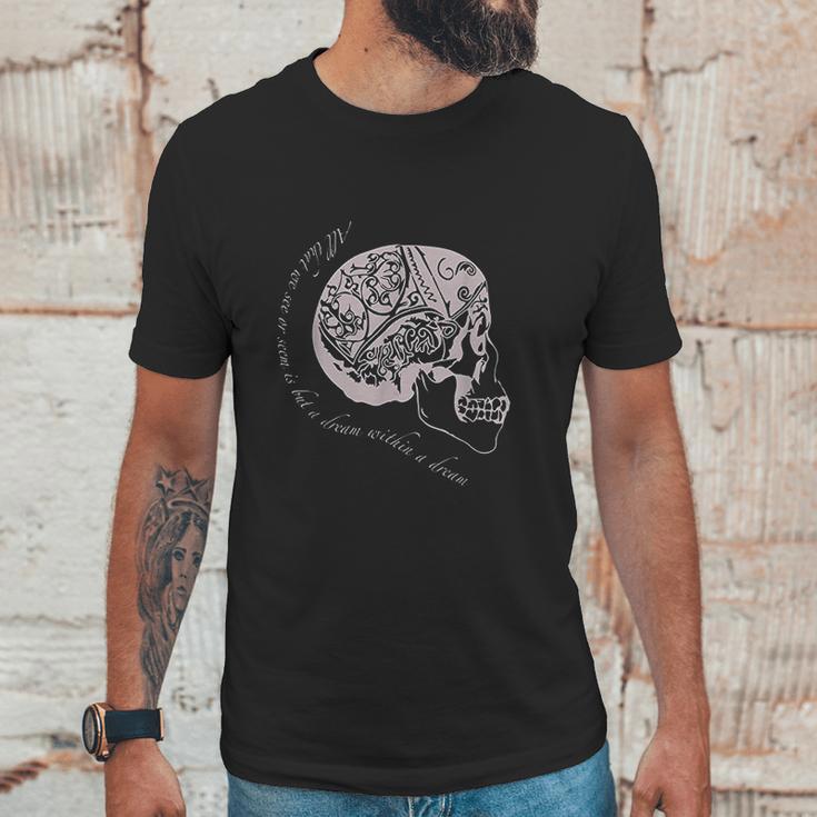 Edgar Allan Poe Skull Unisex T-Shirt Gifts for Him