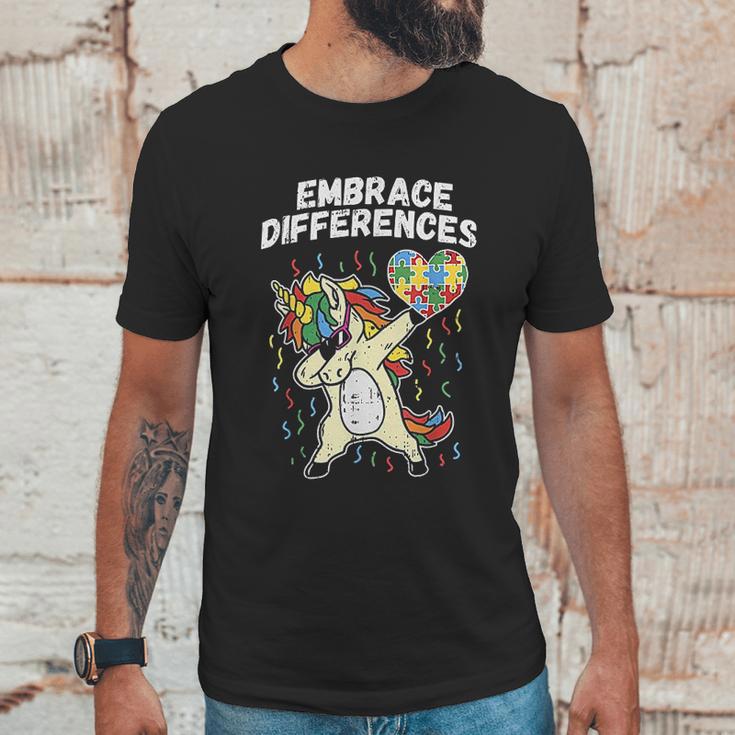 Embrace Differences Dabbing Unicorn Unisex T-Shirt Gifts for Him