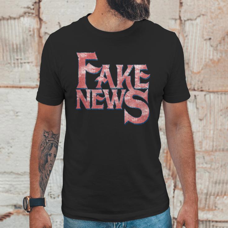 Fake News Distressed Text Unisex T-Shirt Gifts for Him