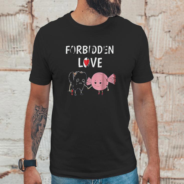 Forbidden Love Funny Teeth And Candy Dentist Unisex T-Shirt Gifts for Him