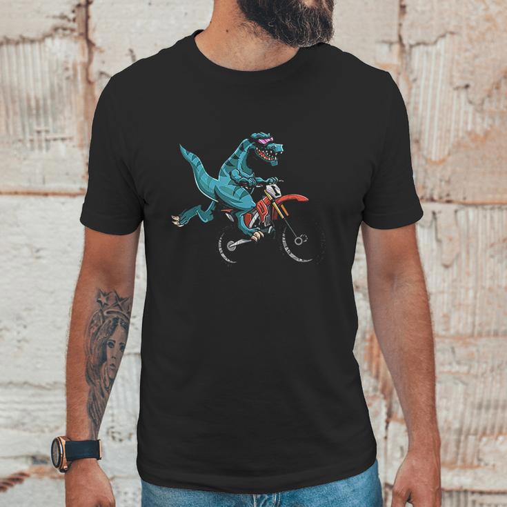 Funny Dino On Bike Trex Lover Rider Motorcycle Unisex T-Shirt Gifts for Him