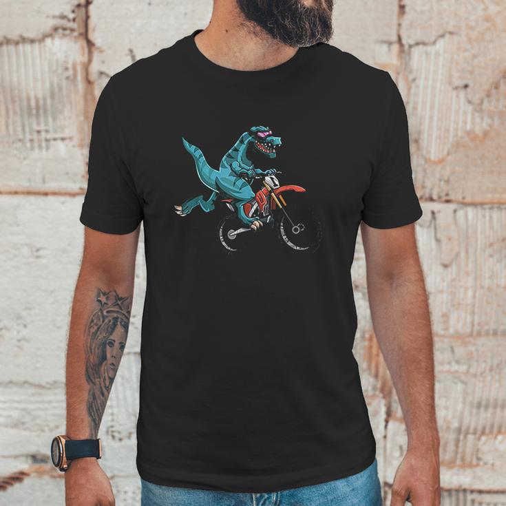 Funny Dino On Dirt Bike Trex Lover Rider Motorcycle Riding Unisex T-Shirt Gifts for Him