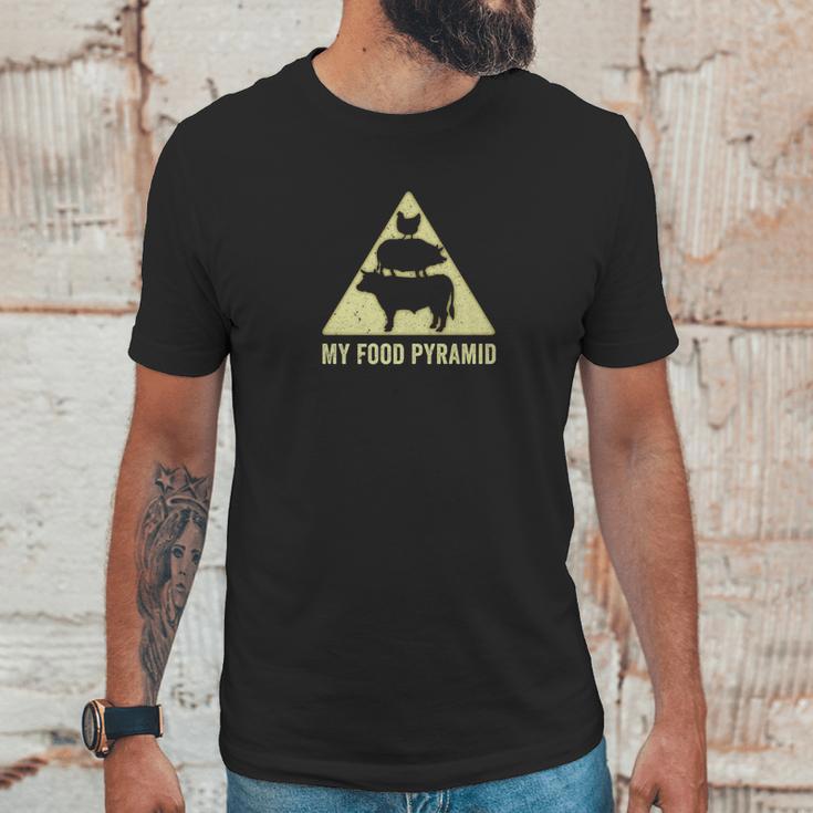 Funny Grilling Barbecue Cooking My Food Pyramid Unisex T-Shirt Gifts for Him