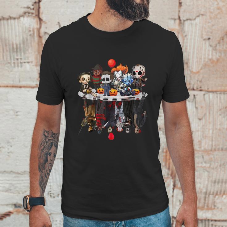 Funny Halloween Cute Halloween Cute Horror Movie Chibi Character Water Reflect Unisex T-Shirt Gifts for Him