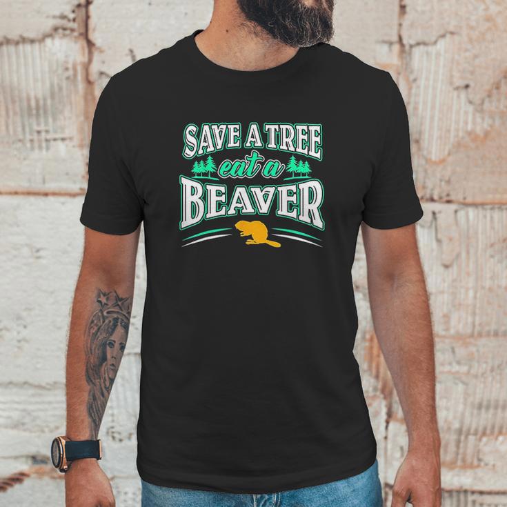 Funny Inappropriate Save A Tree Eat A Beaver Cunnilingus Unisex T-Shirt Gifts for Him