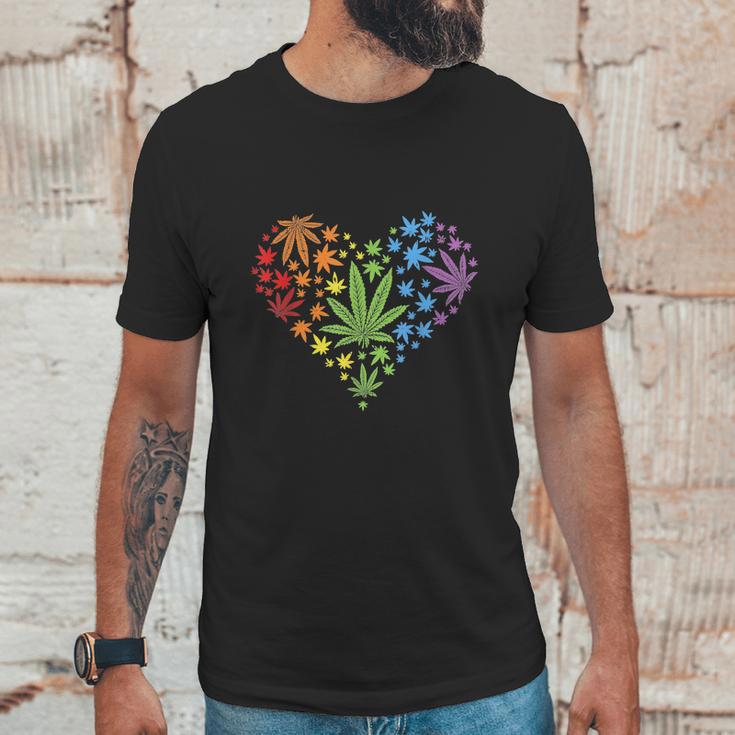 Funny Marijuana Heart Lgbt Gay Pride Month Graphic Design Printed Casual Daily Basic Unisex T-Shirt Gifts for Him