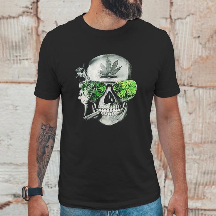 Funny Style Cannabis Marijuana Skull Mens Unisex T-Shirt Gifts for Him