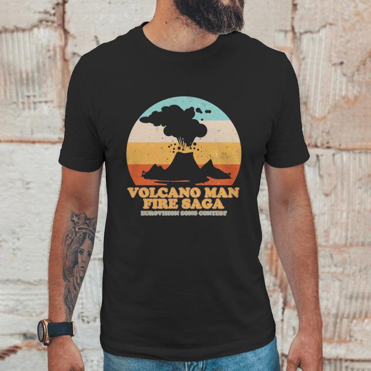 Funny Vintage Volcano Man Fire Saga Eurovision Song Contest Unisex T-Shirt Gifts for Him