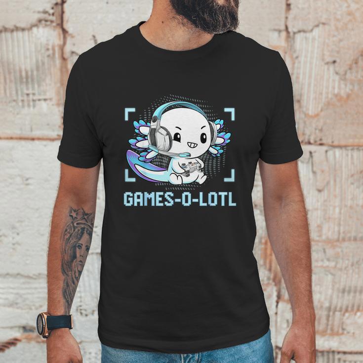 Gamesolotl Axolotl Video Gamer Kawaii Pastel Goth Anime Boys Graphic Design Printed Casual Daily Basic Unisex T-Shirt Gifts for Him