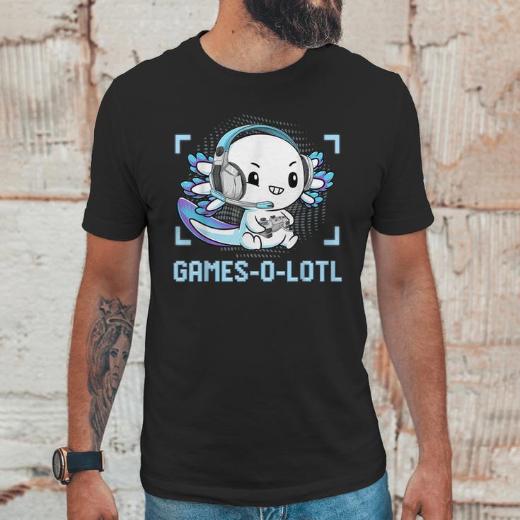 Gamesolotl Axolotl Video Gamer Kawaii Pastel Goth Anime Boys V5 Unisex T-Shirt Gifts for Him