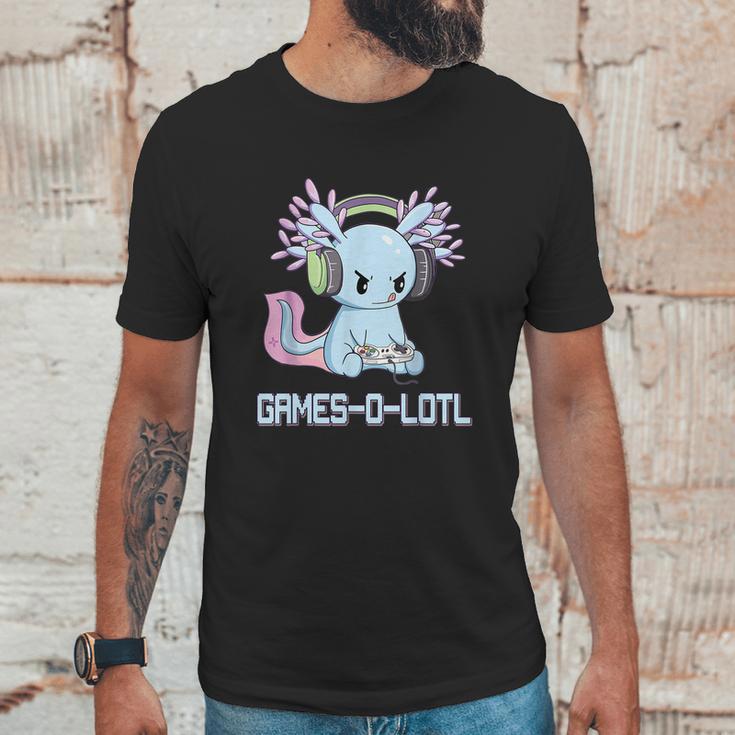 Gamesolotl Axolotl Video Gamer Kawaii Pastel Goth Anime Graphic Design Printed Casual Daily Basic Unisex T-Shirt Gifts for Him