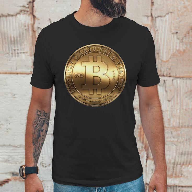 Gold Bitcoin Crypto Currency Unisex T-Shirt Gifts for Him