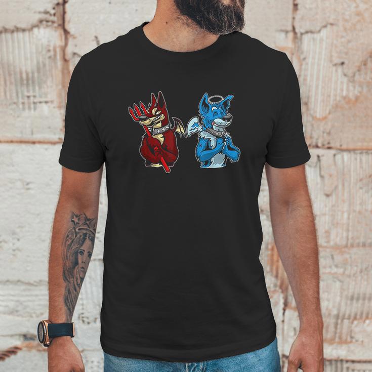 Good Vs Evil Doberman Pinscher Wolf Dog Furry Unisex T-Shirt Gifts for Him