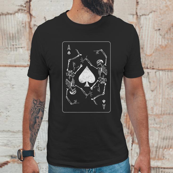 Goth Punk Ace Of Spades Card Shark Gambler Skeleton Unisex T-Shirt Gifts for Him