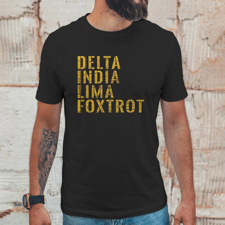 Grunt Style Delta India Lima Foxtrot Mens Maroon Unisex T-Shirt Gifts for Him