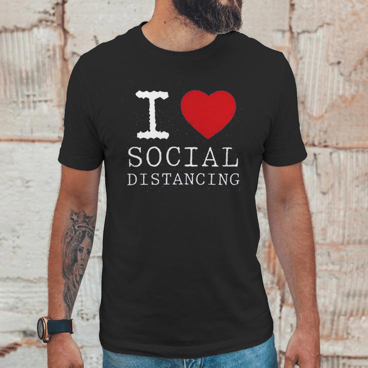 I Heart Social Distancing Funny Letter Graphic Unisex T-Shirt Gifts for Him