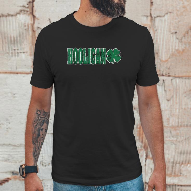 Hooligans St Patricks Day Four Leaf Clover Unisex T-Shirt Gifts for Him