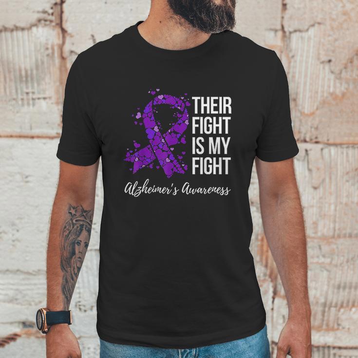 Their Fight Is My Fight Purple Ribbon Alzheimer Unisex T-Shirt Gifts for Him