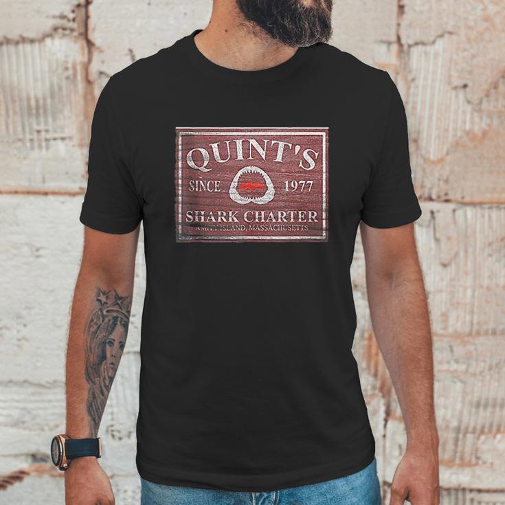 Jaws Quints Shark Charter Boat Since 1977 Wooden Sign Unisex T-Shirt Gifts for Him